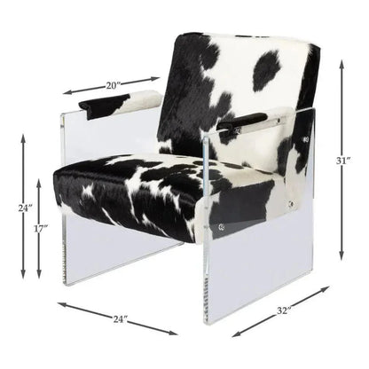 Holloway Leather Black and White Armchair - LOOMLAN - Sarreid - Accent Chairs