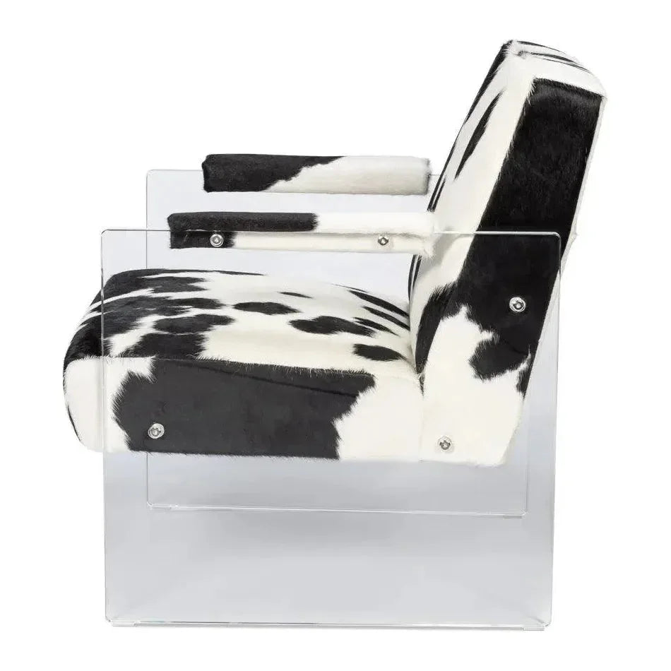Holloway Leather Black and White Armchair - LOOMLAN - Sarreid - Accent Chairs