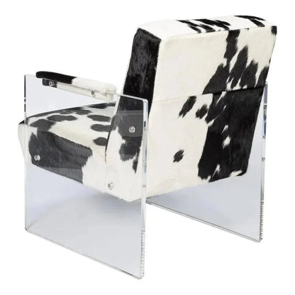 Holloway Leather Black and White Armchair - LOOMLAN - Sarreid - Accent Chairs