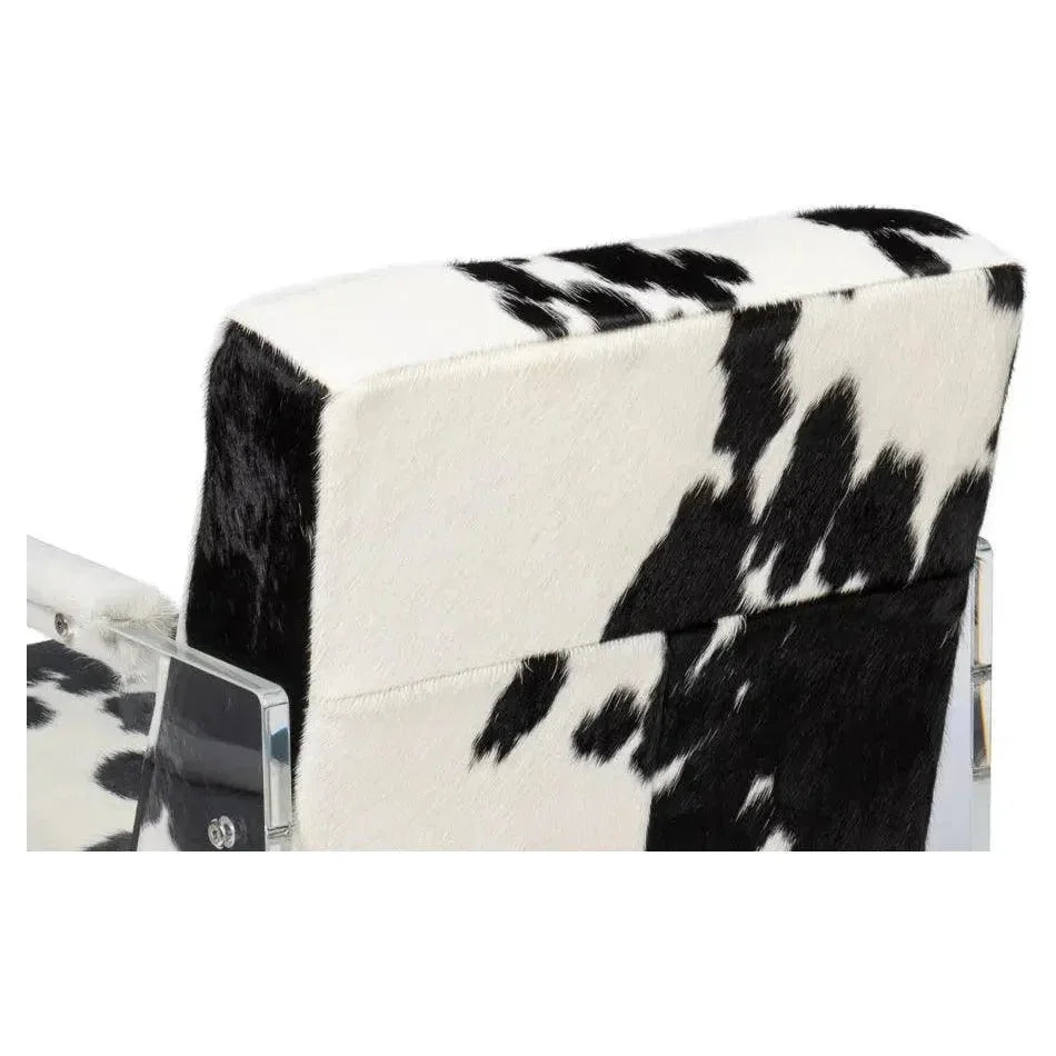 Holloway Leather Black and White Armchair - LOOMLAN - Sarreid - Accent Chairs