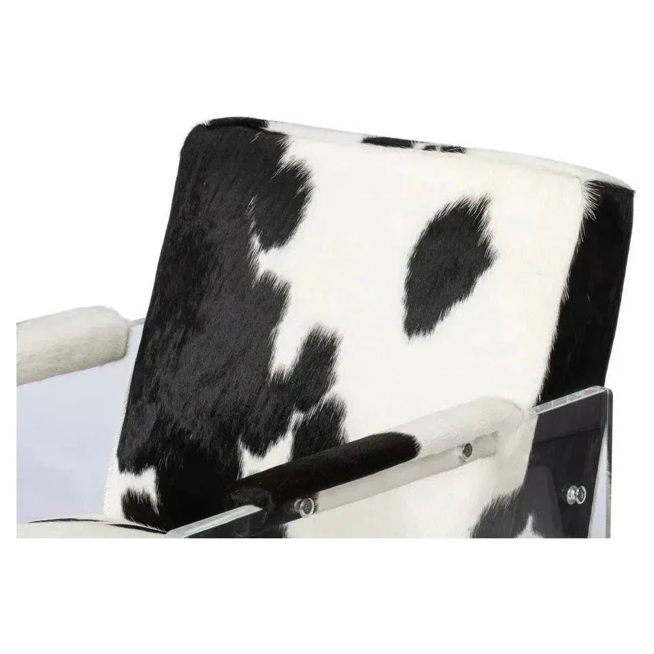 Holloway Leather Black and White Armchair - LOOMLAN - Sarreid - Accent Chairs