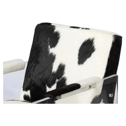 Holloway Leather Black and White Armchair - LOOMLAN - Sarreid - Accent Chairs