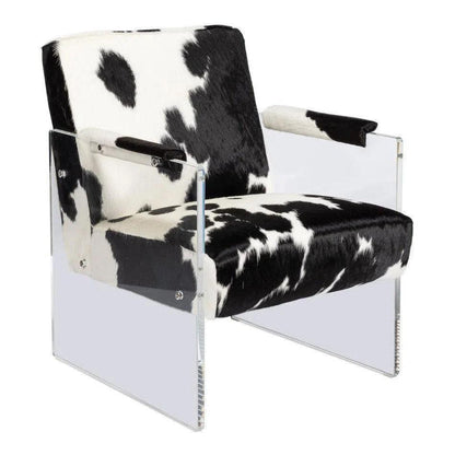 Holloway Leather Black and White Armchair - LOOMLAN - Sarreid - Accent Chairs