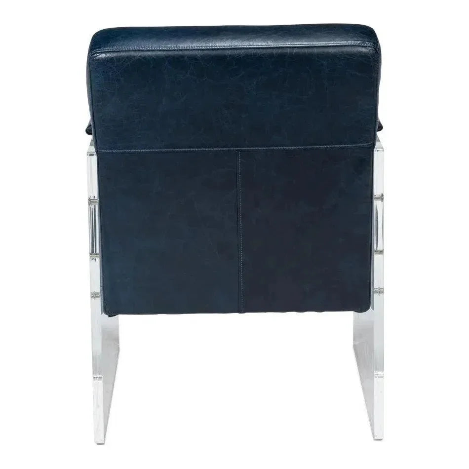 Holloway Leather Blue Armchair - LOOMLAN - Sarreid - Accent Chairs