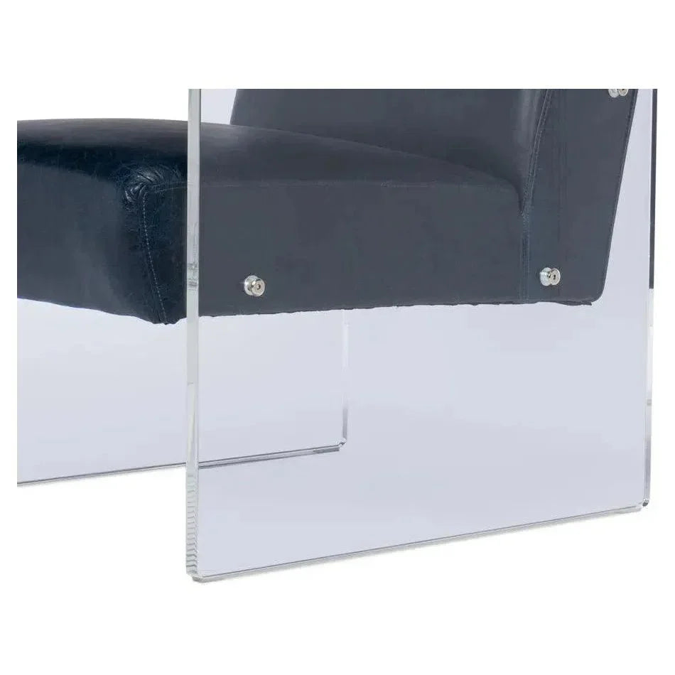 Holloway Leather Blue Armchair - LOOMLAN - Sarreid - Accent Chairs