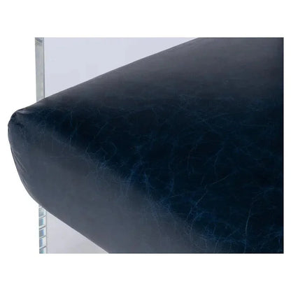 Holloway Leather Blue Armchair - LOOMLAN - Sarreid - Accent Chairs