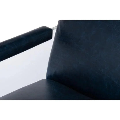 Holloway Leather Blue Armchair - LOOMLAN - Sarreid - Accent Chairs