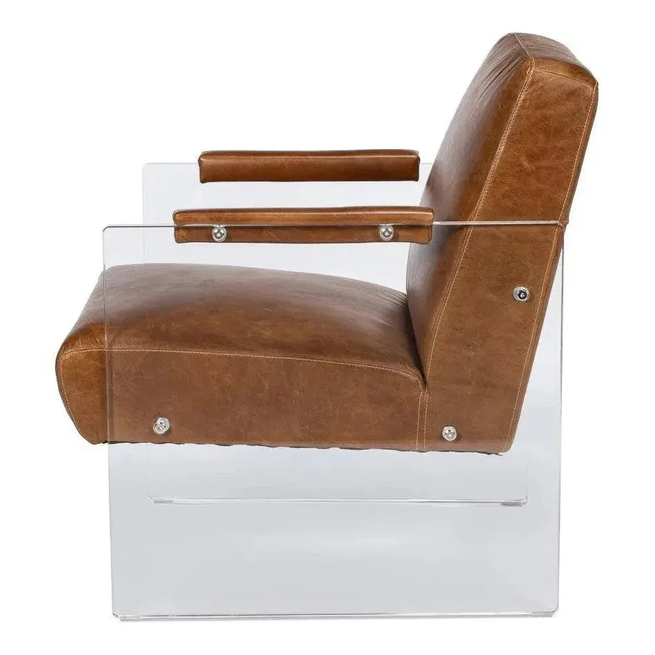 Holloway Leather Brown Armchair - LOOMLAN - Sarreid - Accent Chairs