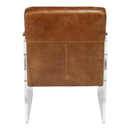Holloway Leather Brown Armchair - LOOMLAN - Sarreid - Accent Chairs