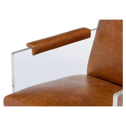 Holloway Leather Brown Armchair - LOOMLAN - Sarreid - Accent Chairs