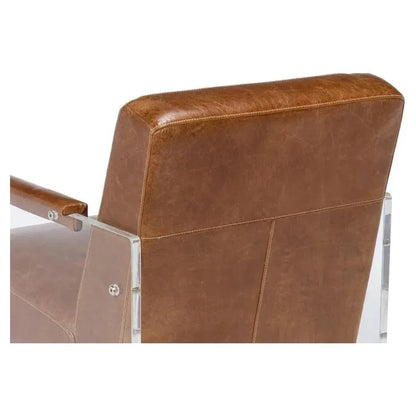 Holloway Leather Brown Armchair - LOOMLAN - Sarreid - Accent Chairs