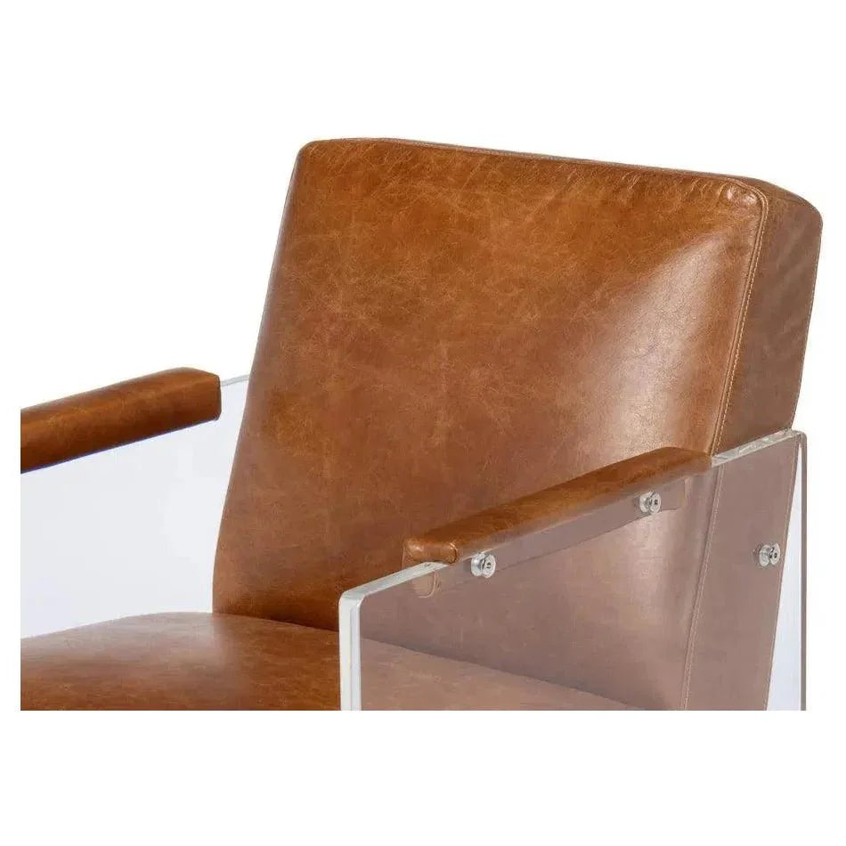 Holloway Leather Brown Armchair - LOOMLAN - Sarreid - Accent Chairs