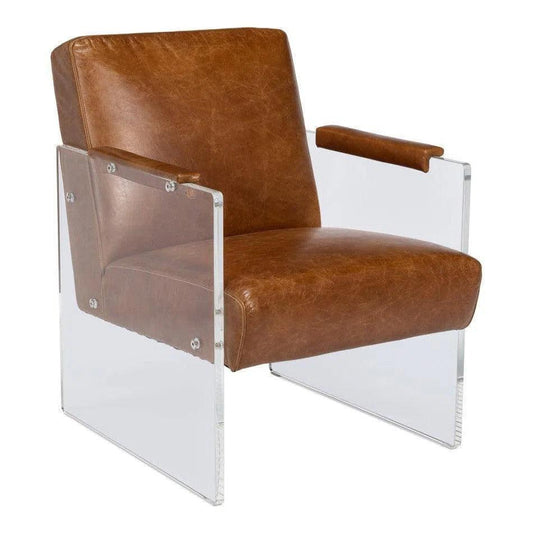 Holloway Leather Brown Armchair - LOOMLAN - Sarreid - Accent Chairs