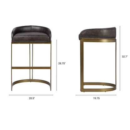 Hollyfield Leather Seat Barstool