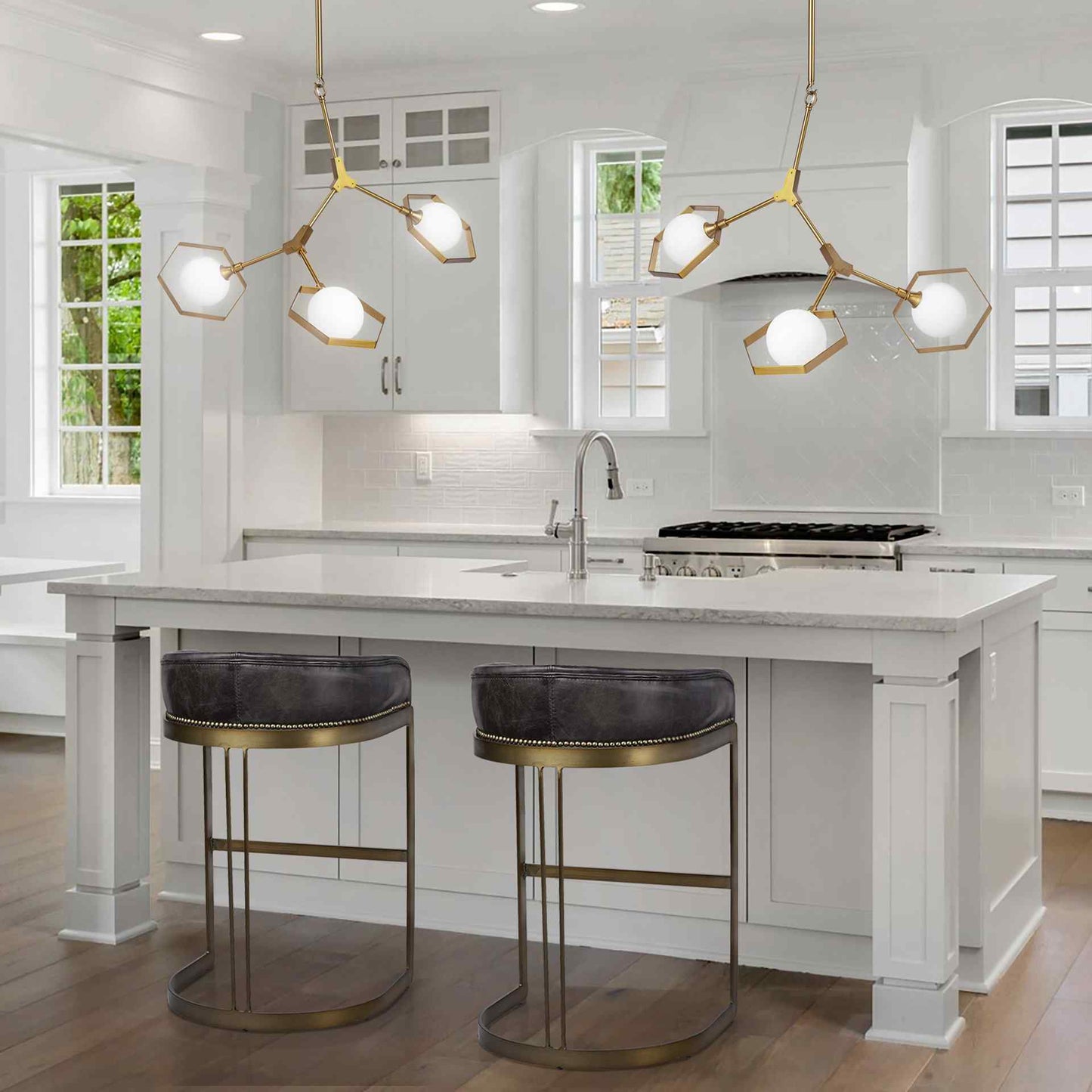 Hollyfield Leather Seat Counter Stool