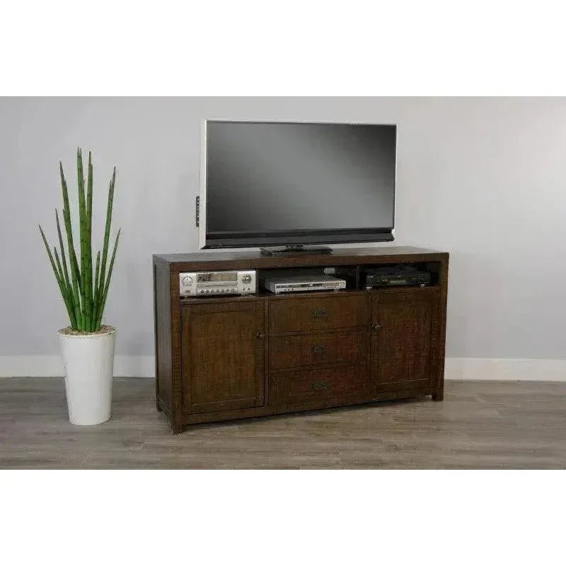 Homestead 66" TV Console Dark Brown - LOOMLAN - Sunny D - TV Stands & Media Centers