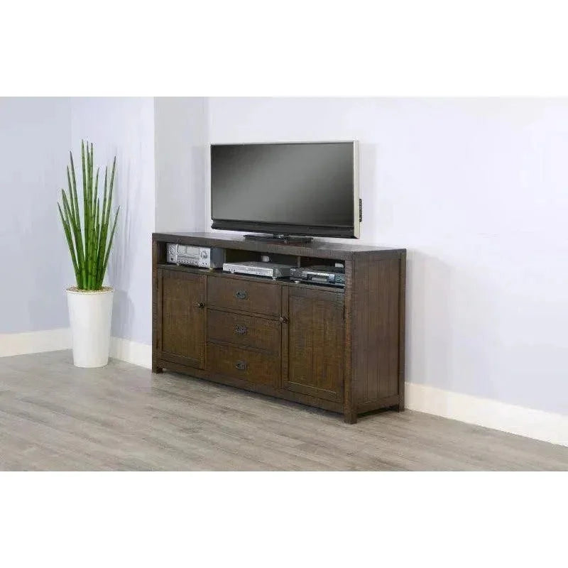 Homestead 66" TV Console Dark Brown - LOOMLAN - Sunny D - TV Stands & Media Centers