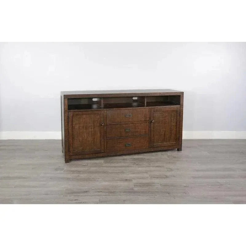Homestead 66" TV Console Dark Brown - LOOMLAN - Sunny D - TV Stands & Media Centers