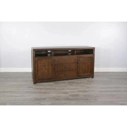 Homestead 66" TV Console Dark Brown - LOOMLAN - Sunny D - TV Stands & Media Centers