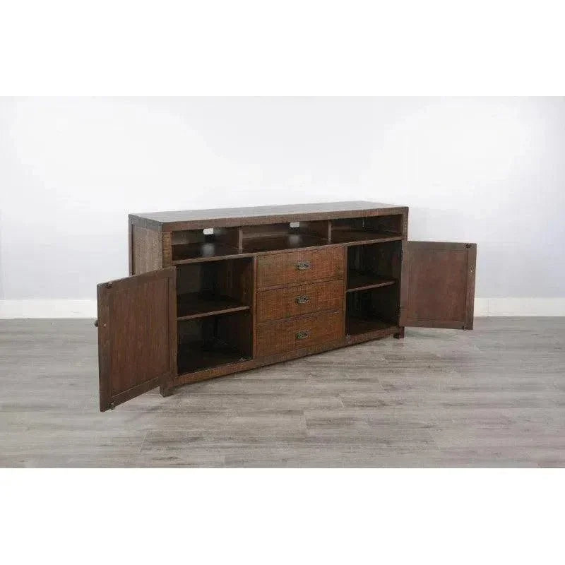 Homestead 66" TV Console Dark Brown - LOOMLAN - Sunny D - TV Stands & Media Centers