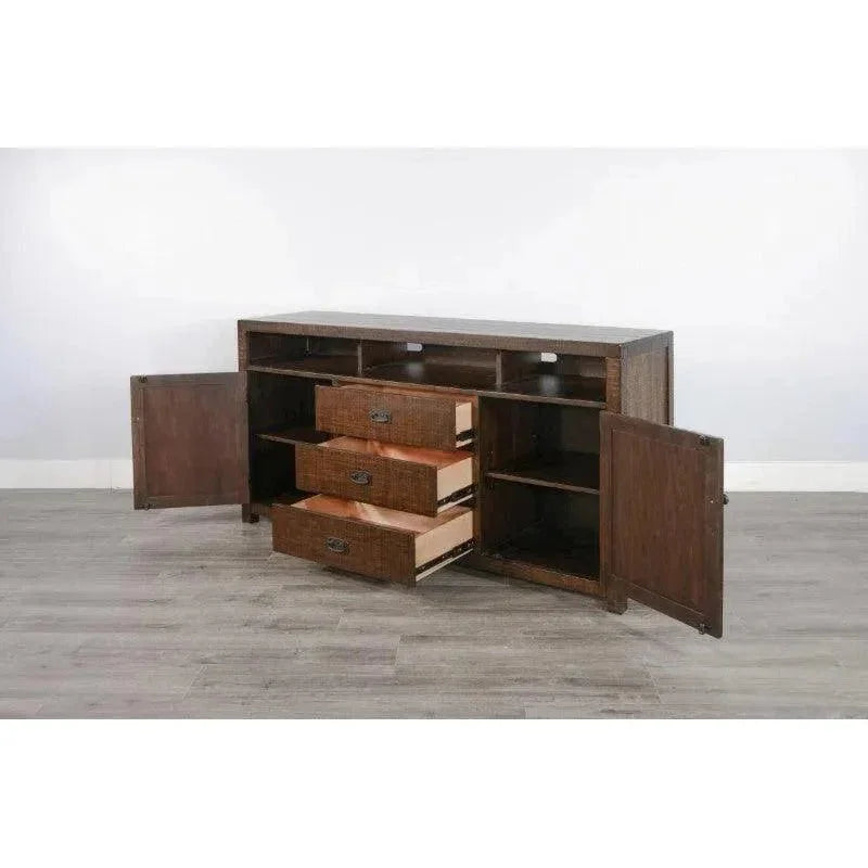 Homestead 66" TV Console Dark Brown - LOOMLAN - Sunny D - TV Stands & Media Centers
