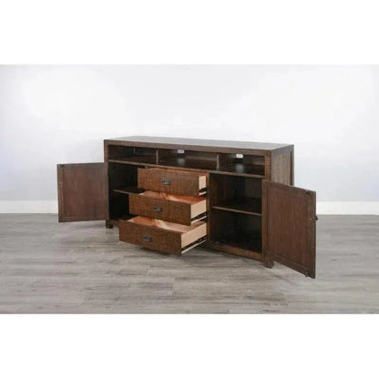 Homestead 66" TV Console Dark Brown - LOOMLAN - Sunny D - TV Stands & Media Centers