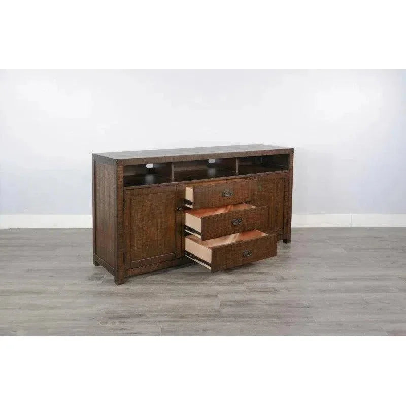 Homestead 66" TV Console Dark Brown - LOOMLAN - Sunny D - TV Stands & Media Centers