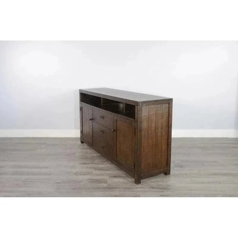 Homestead 66" TV Console Dark Brown - LOOMLAN - Sunny D - TV Stands & Media Centers