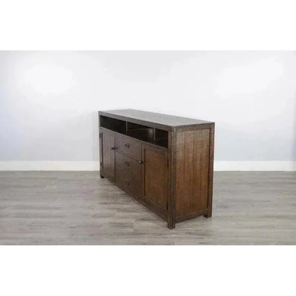 Homestead 66" TV Console Dark Brown - LOOMLAN - Sunny D - TV Stands & Media Centers