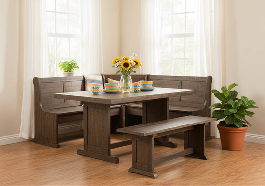Homestead Corner Breakfast Nook Dining Set with Storage-Dining Table Sets-Sunny D-LOOMLAN