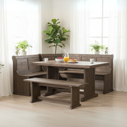 Homestead Corner Breakfast Nook Dining Set with Storage-Dining Table Sets-Sunny D-LOOMLAN