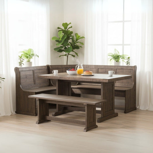 Homestead Corner Breakfast Nook Dining Set with Storage-Dining Table Sets-Sunny D-LOOMLAN
