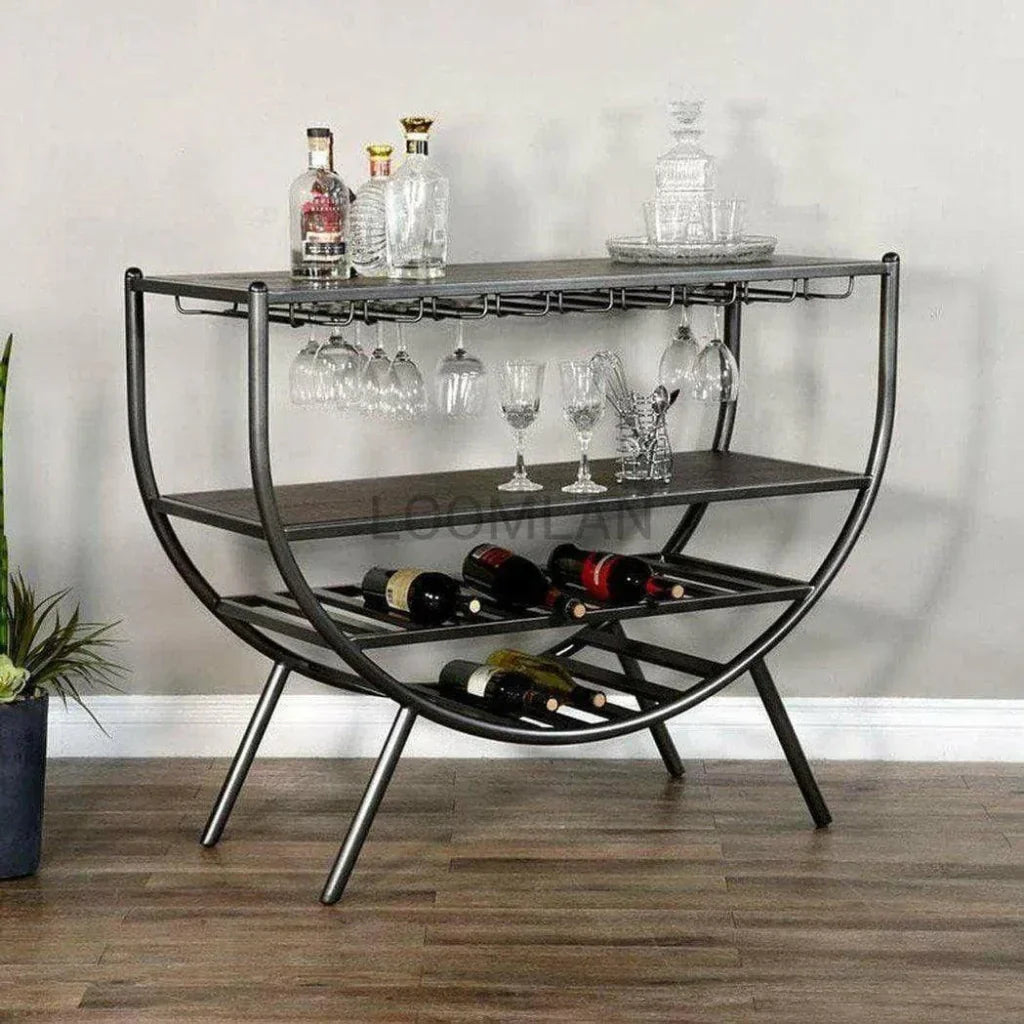 Homestead Dark Brown Wine Rack Server-Home Bar Carts-Sunny D-LOOMLAN