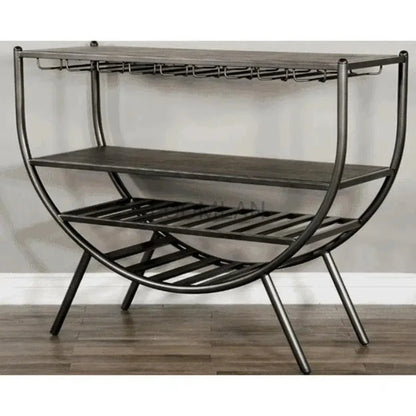 Homestead Dark Brown Wine Rack Server-Home Bar Carts-Sunny D-LOOMLAN