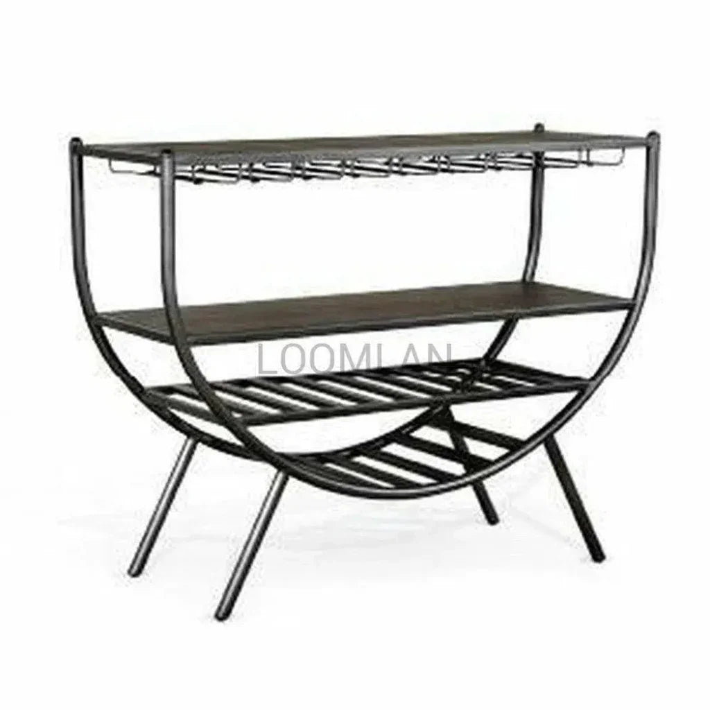 Homestead Dark Brown Wine Rack Server-Home Bar Carts-Sunny D-LOOMLAN