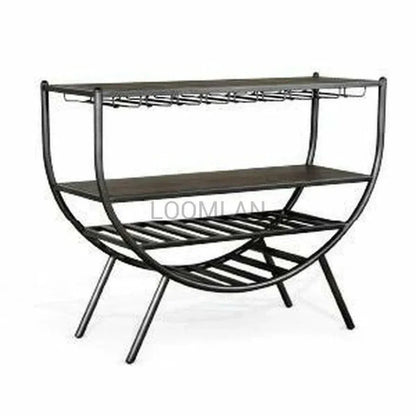 Homestead Dark Brown Wine Rack Server-Home Bar Carts-Sunny D-LOOMLAN
