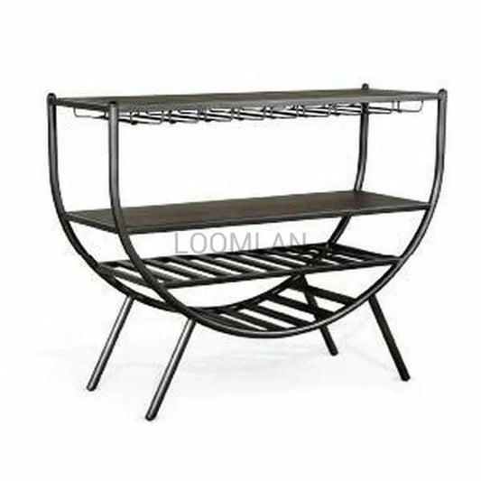 Homestead Dark Brown Wine Rack Server-Home Bar Carts-Sunny D-LOOMLAN