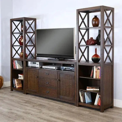 Homestead Entertainment Wall Dark Brown-Entertainment Wall Unit-Sunny D-LOOMLAN