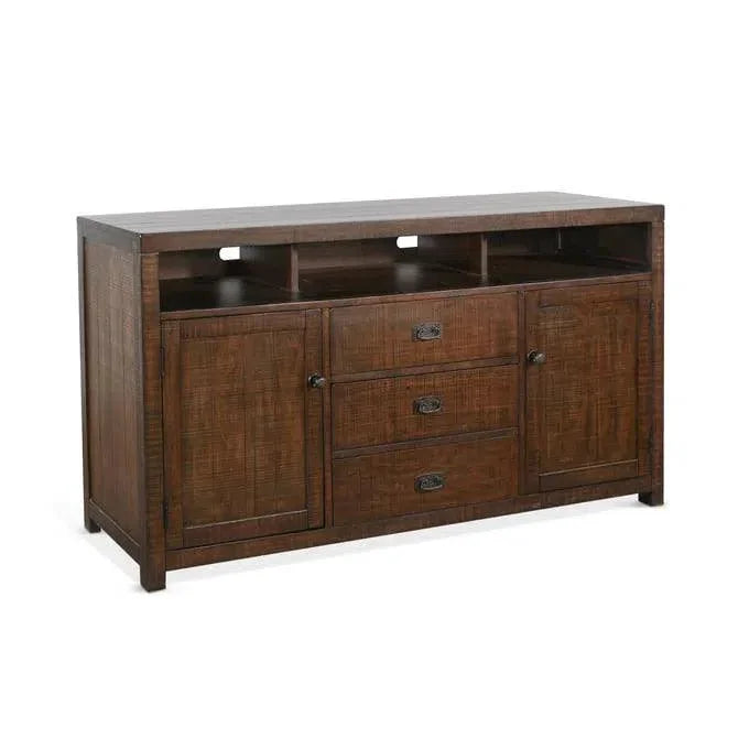 Homestead Entertainment Wall Dark Brown-Entertainment Wall Unit-Sunny D-LOOMLAN