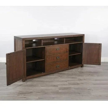 Homestead Entertainment Wall Dark Brown-Entertainment Wall Unit-Sunny D-LOOMLAN