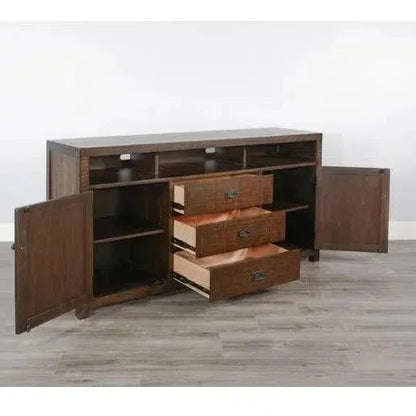 Homestead Entertainment Wall Dark Brown-Entertainment Wall Unit-Sunny D-LOOMLAN
