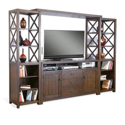 Homestead Entertainment Wall Dark Brown-Entertainment Wall Unit-Sunny D-LOOMLAN