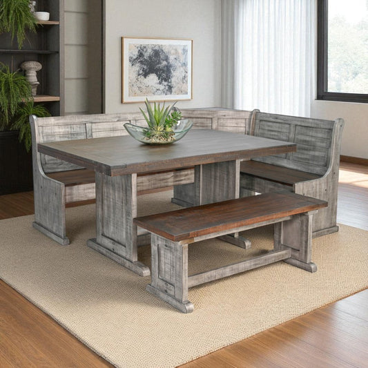 Homestead Grey Corner Table Breakfast Nook Set Storage-Dining Table Sets-Sunny D-LOOMLAN