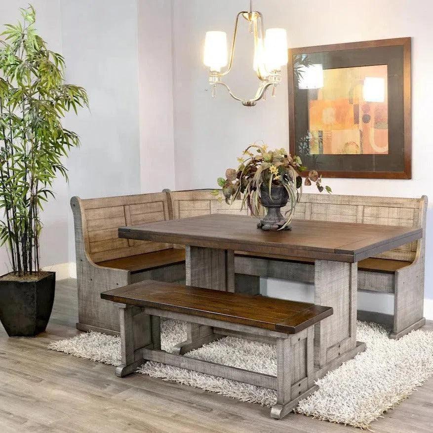 Homestead Grey Corner Table Breakfast Nook Set Storage-Dining Table Sets-Sunny D-LOOMLAN