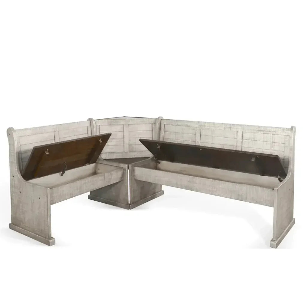 Homestead Grey Corner Table Breakfast Nook Set Storage-Dining Table Sets-Sunny D-LOOMLAN