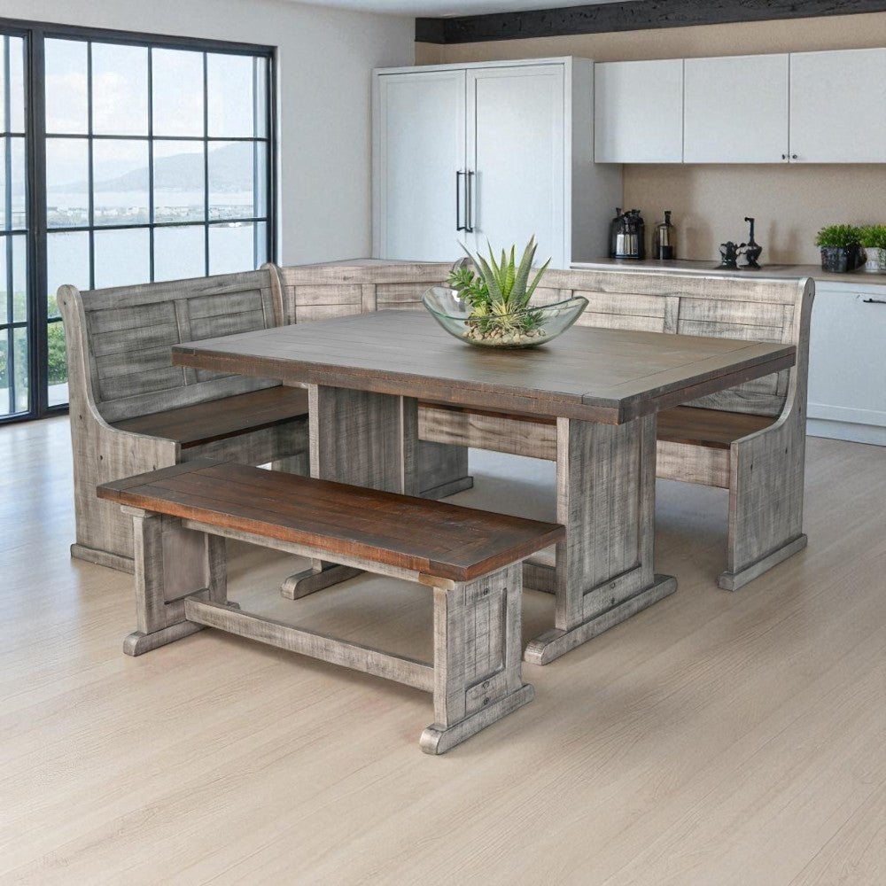 Homestead Grey Corner Table Breakfast Nook Set Storage-Dining Table Sets-Sunny D-LOOMLAN