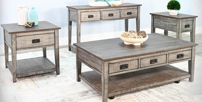 Homestead Hills Three Drawers Wood Coffee Table