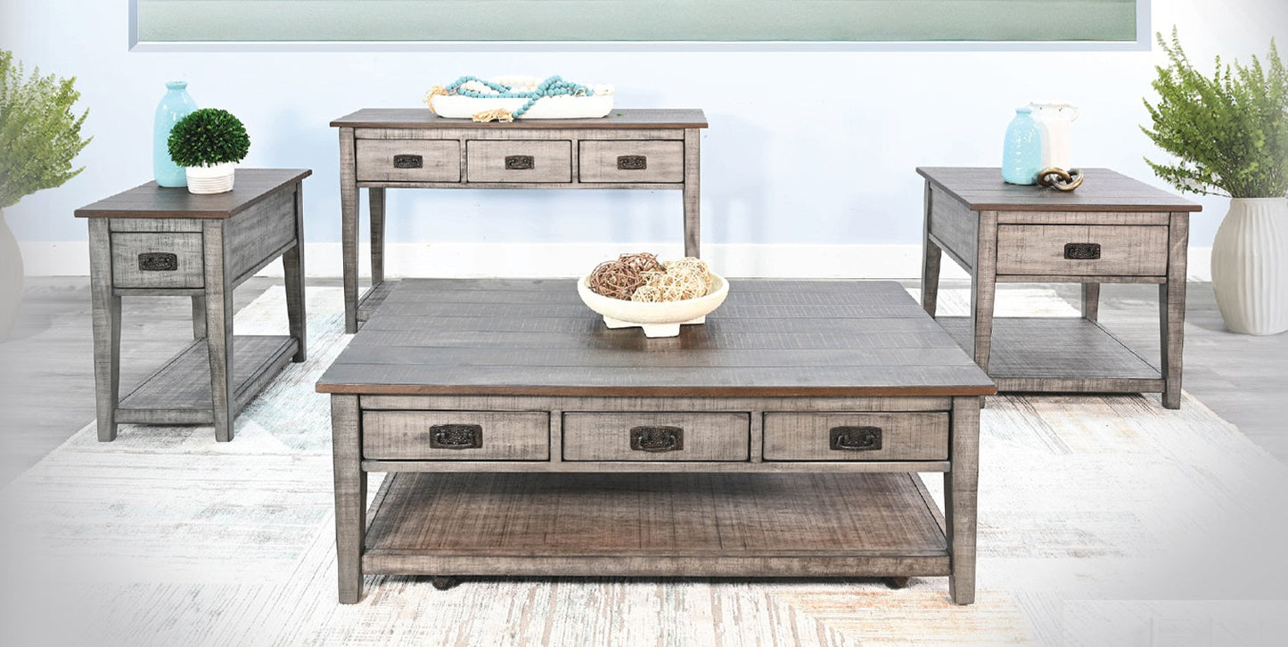 Homestead Hills Three Drawers Wood Coffee Table