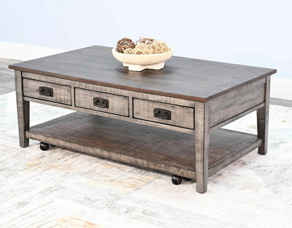 Homestead Hills Three Drawers Wood Coffee Table
