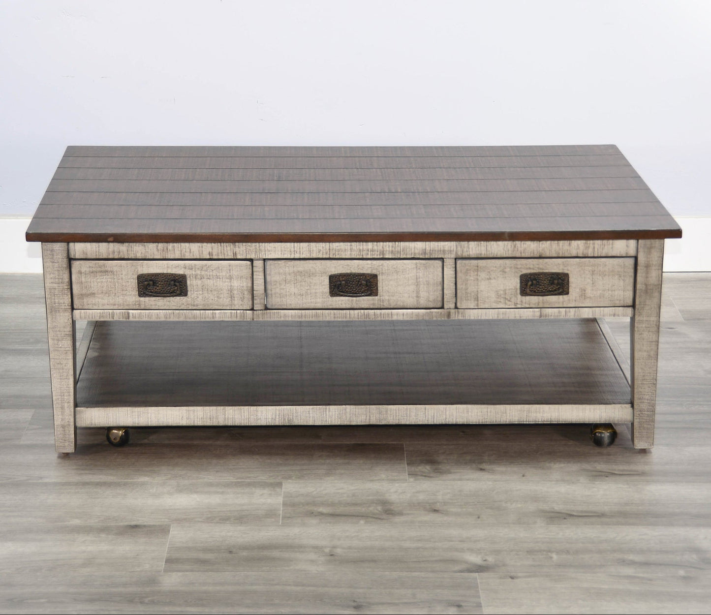 Homestead Hills Three Drawers Wood Coffee Table